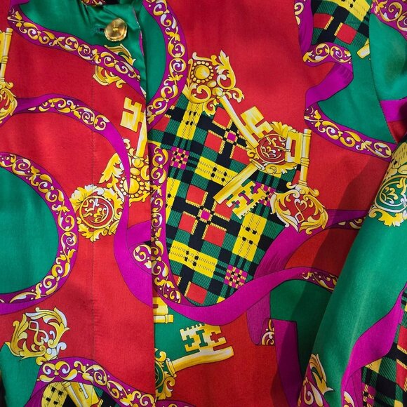 Vintage Peter Nygard For Saks Fifth Avenue Silk Jacket Size 12 Artsy Multicolor - Picture 11 of 12